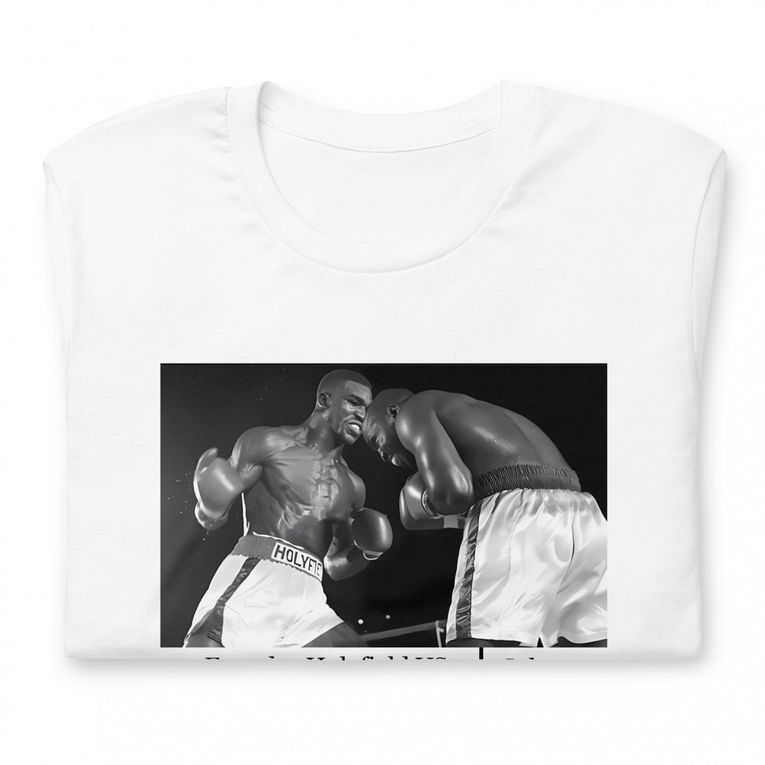Купити спортивну футболку для боксерів (бій між Евандером Холіфілдом проти Дуайта Мохаммеда Каві)